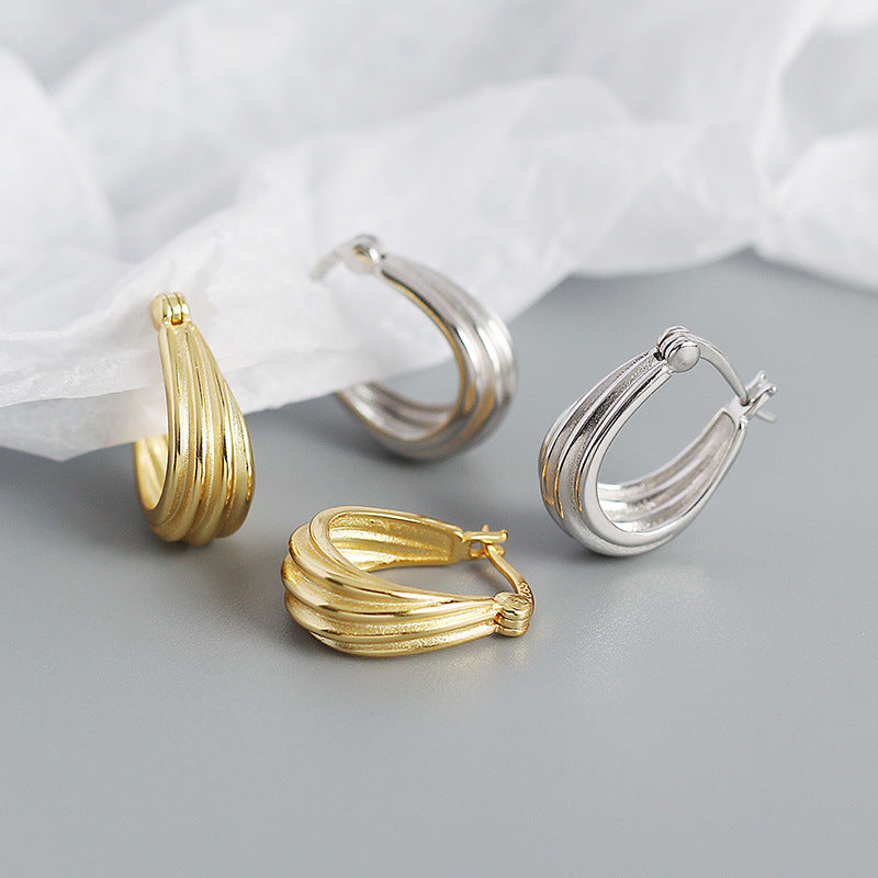 Spiral Geometrie Hoop Ohrringe 925 Sterlingsilber Modern