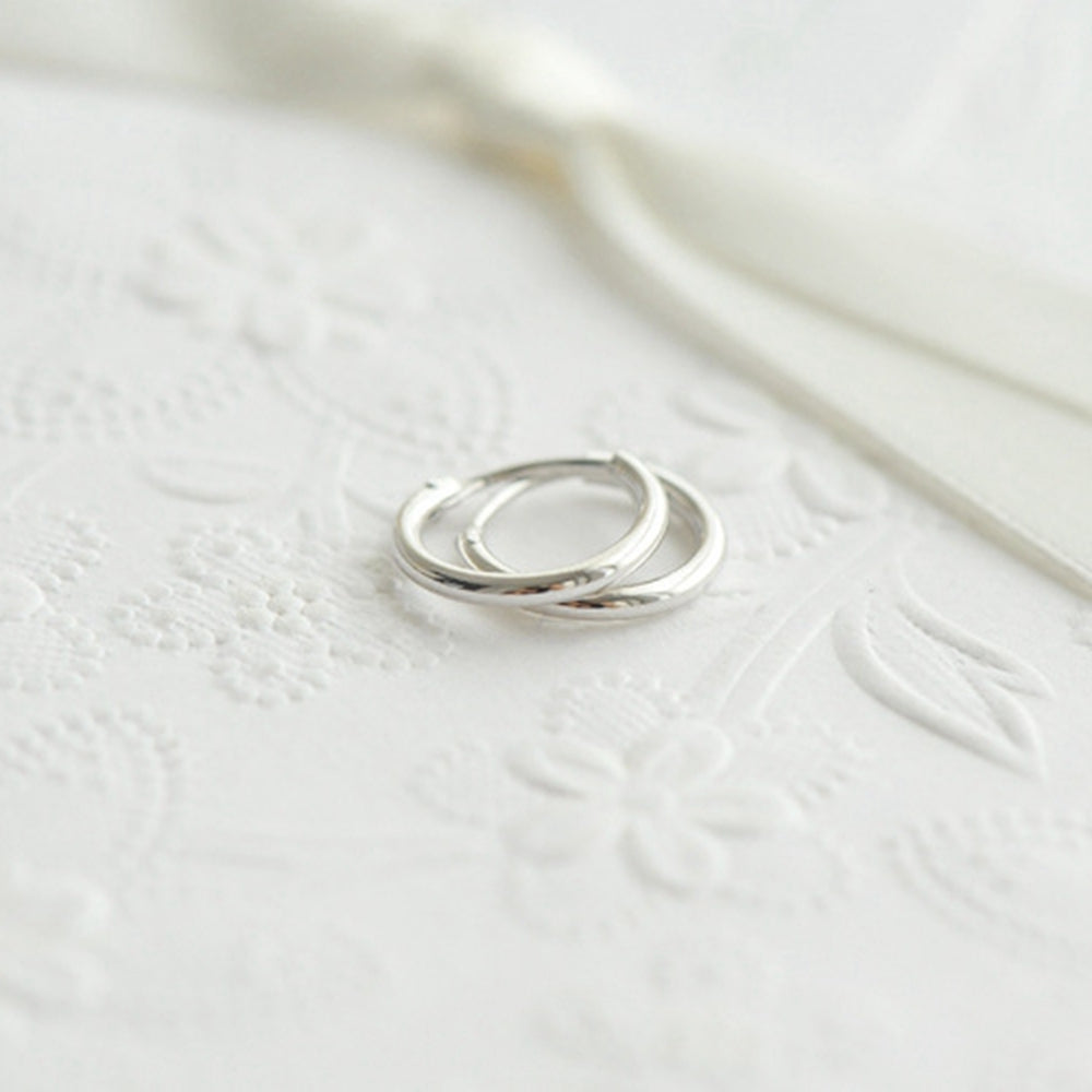 Simple Concise Elegant Women 925 Sterling Sliver Huggie Hoop Earrings - SterlingSilberSchmuck