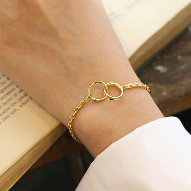 Party Double Circles 925 Sterling Silver Chain Bracelet - SterlingSilberSchmuck