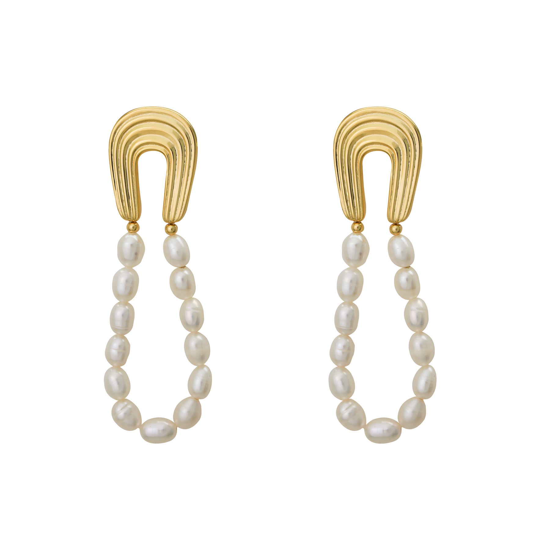 Elegante natürliche Perlen Ohrringe im U-Design aus 925er Sterling Silber, hängende Silverbene Ohrringe, feines Schmuckdetail