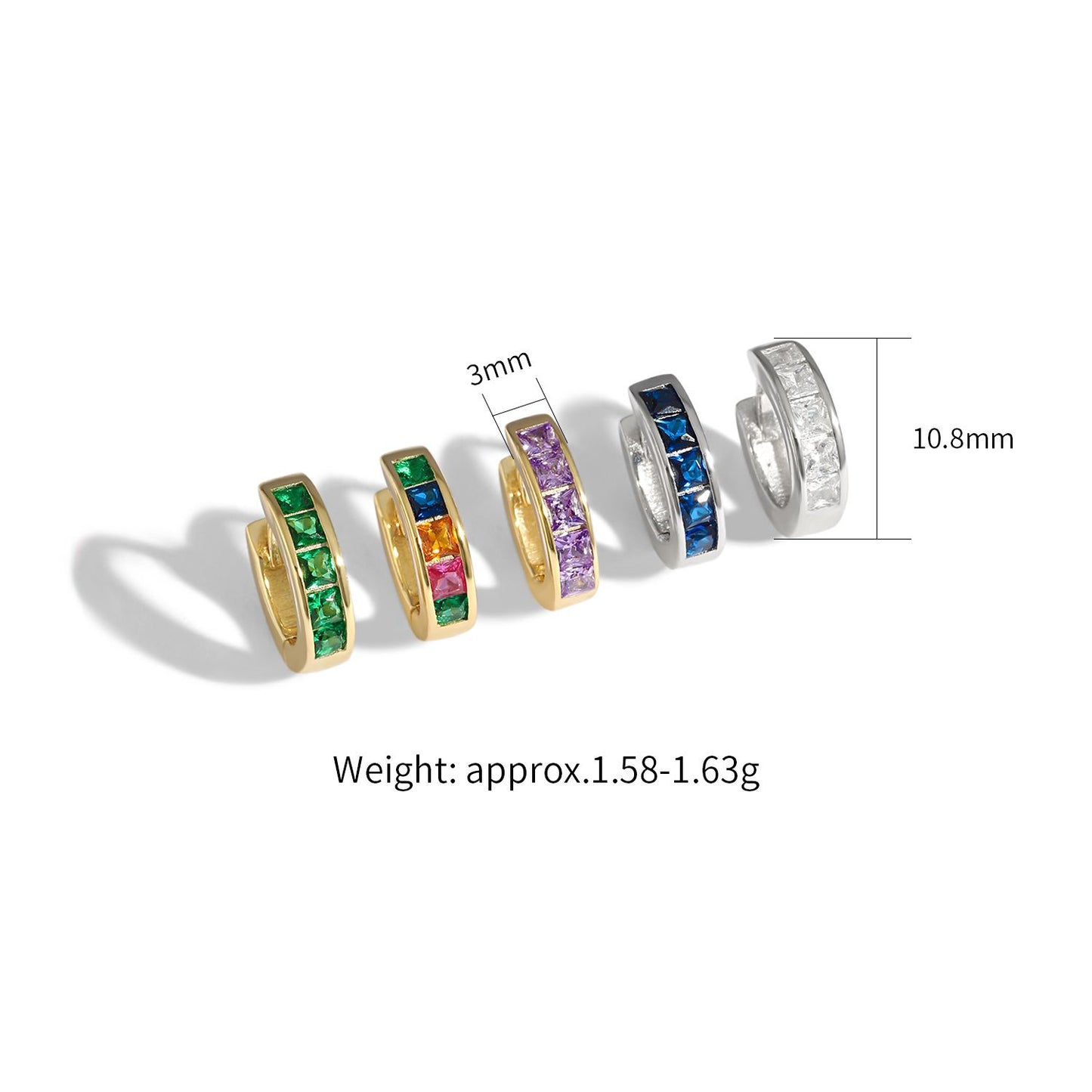 Party Geometry Colorful CZ 925 Sterling Silver Hoop Earrings - SterlingSilberSchmuck