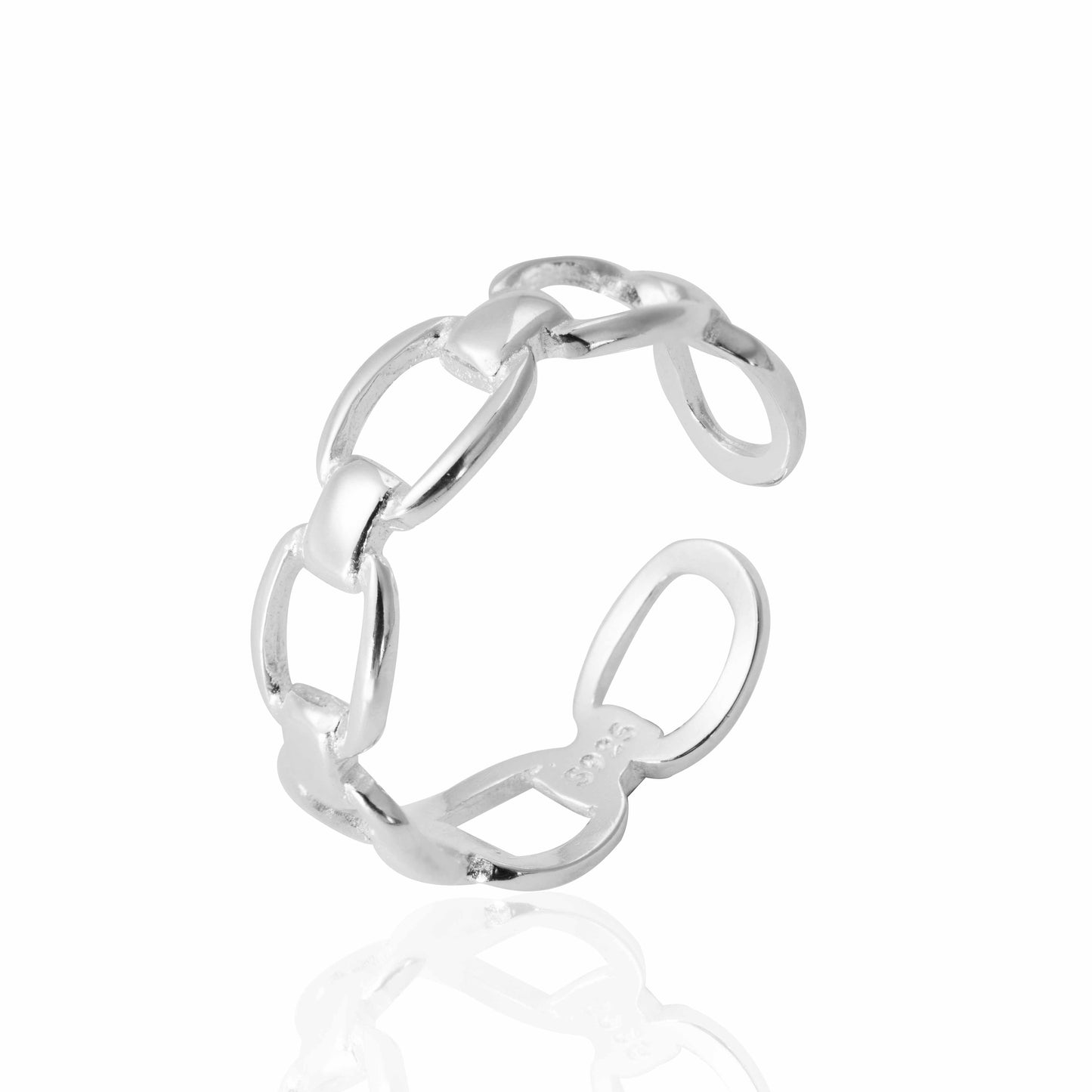 Bambus Ring 925 Sterling Silber verstellbar geometrisch modern