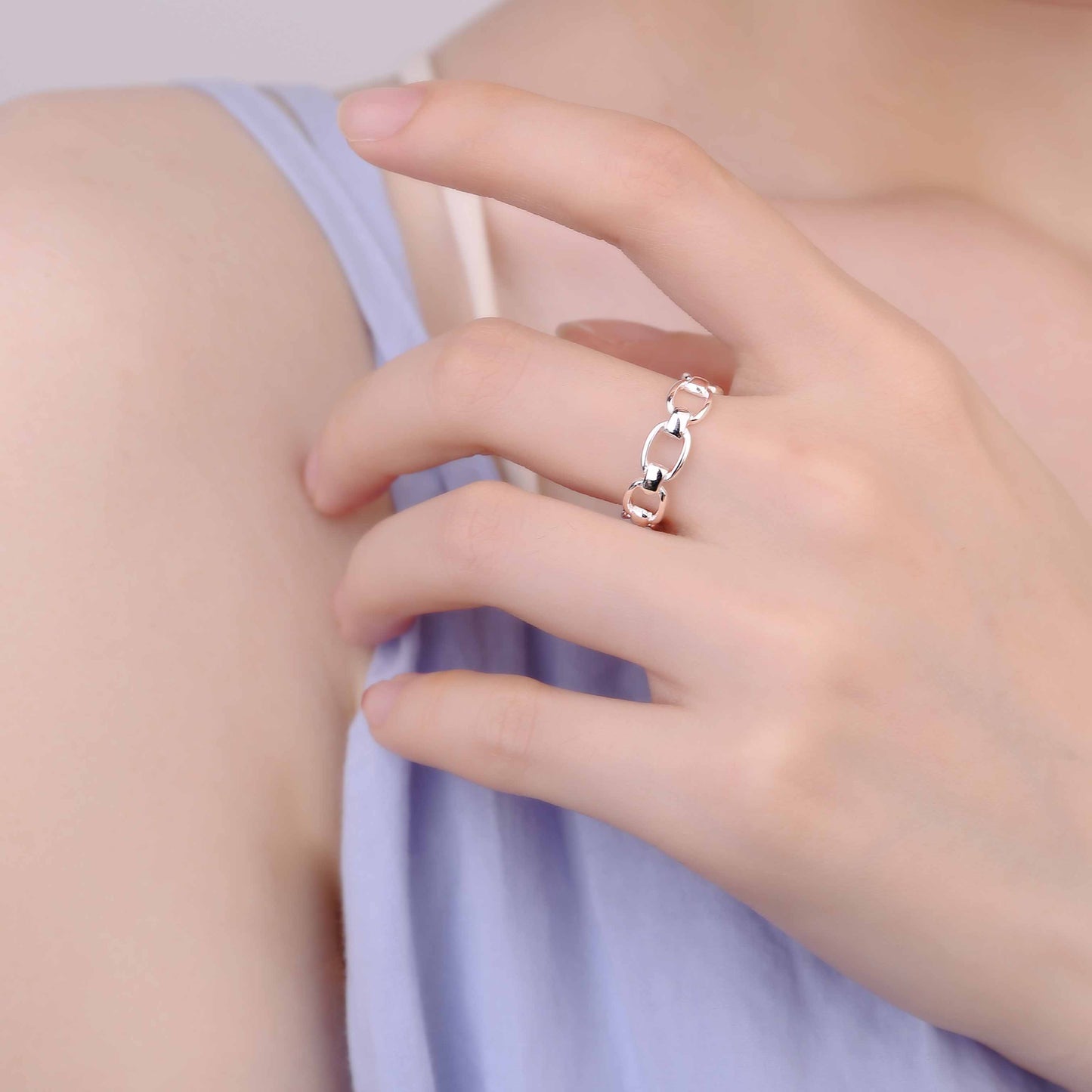 Bambus Ring 925 Sterling Silber verstellbar geometrisch modern