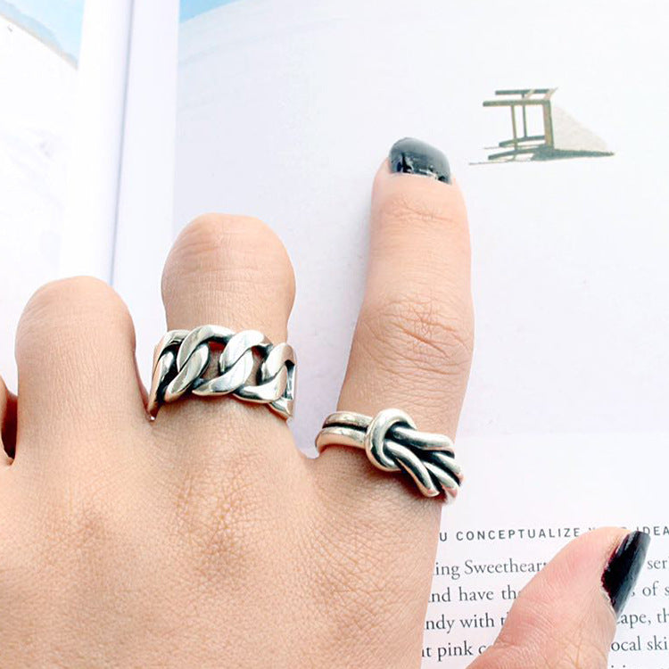 Kettenglied Ring 925 Sterling Silber verstellbar Vintage elegant