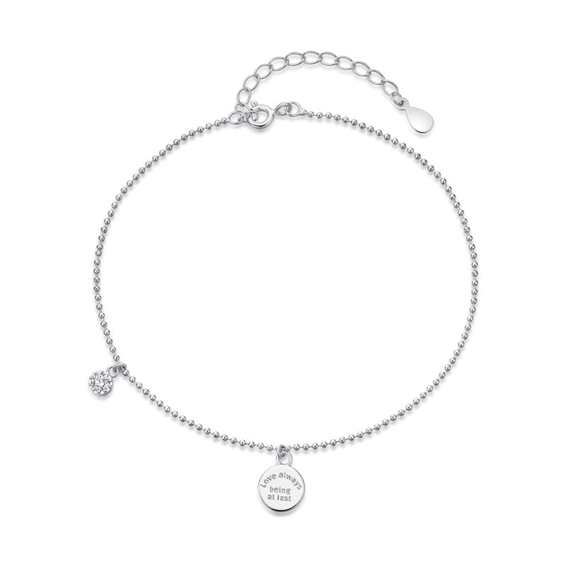Love Forever Fußkette 925 Sterling Silber Perle CZ elegant