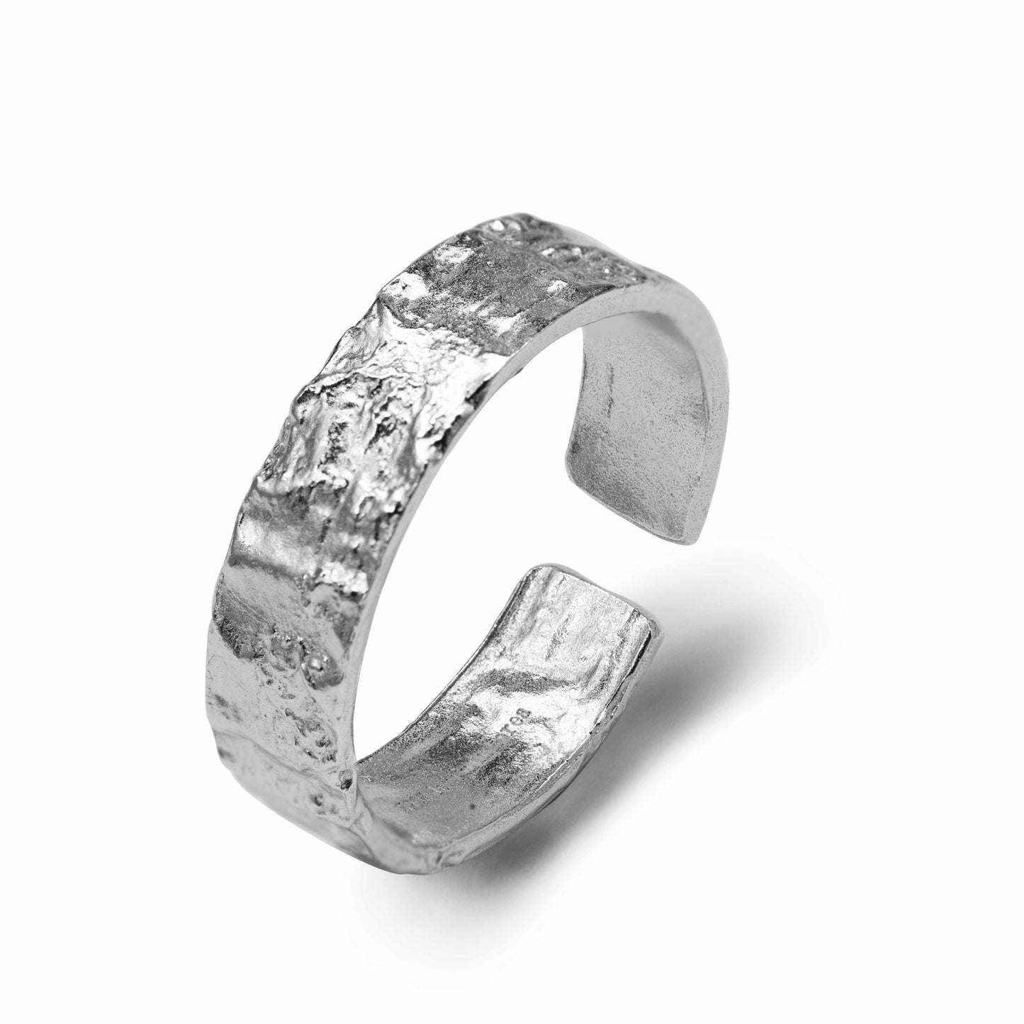 Asymmetrischer Konkav Konvex Ring 925 Sterling Silber verstellbar