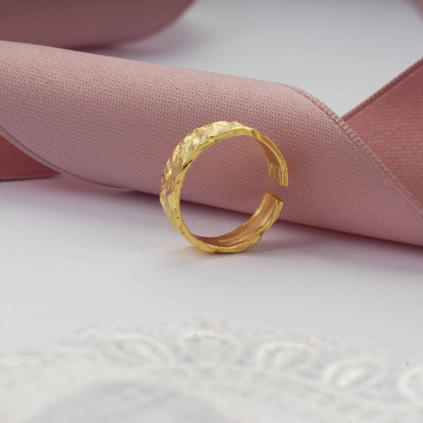 Asymmetrischer Konkav Konvex Ring 925 Sterling Silber verstellbar