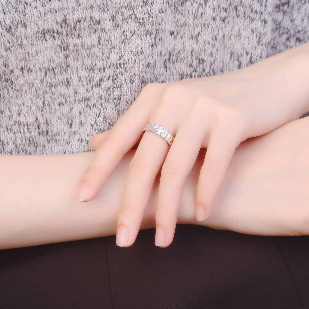 Asymmetrischer Konkav Konvex Ring 925 Sterling Silber verstellbar