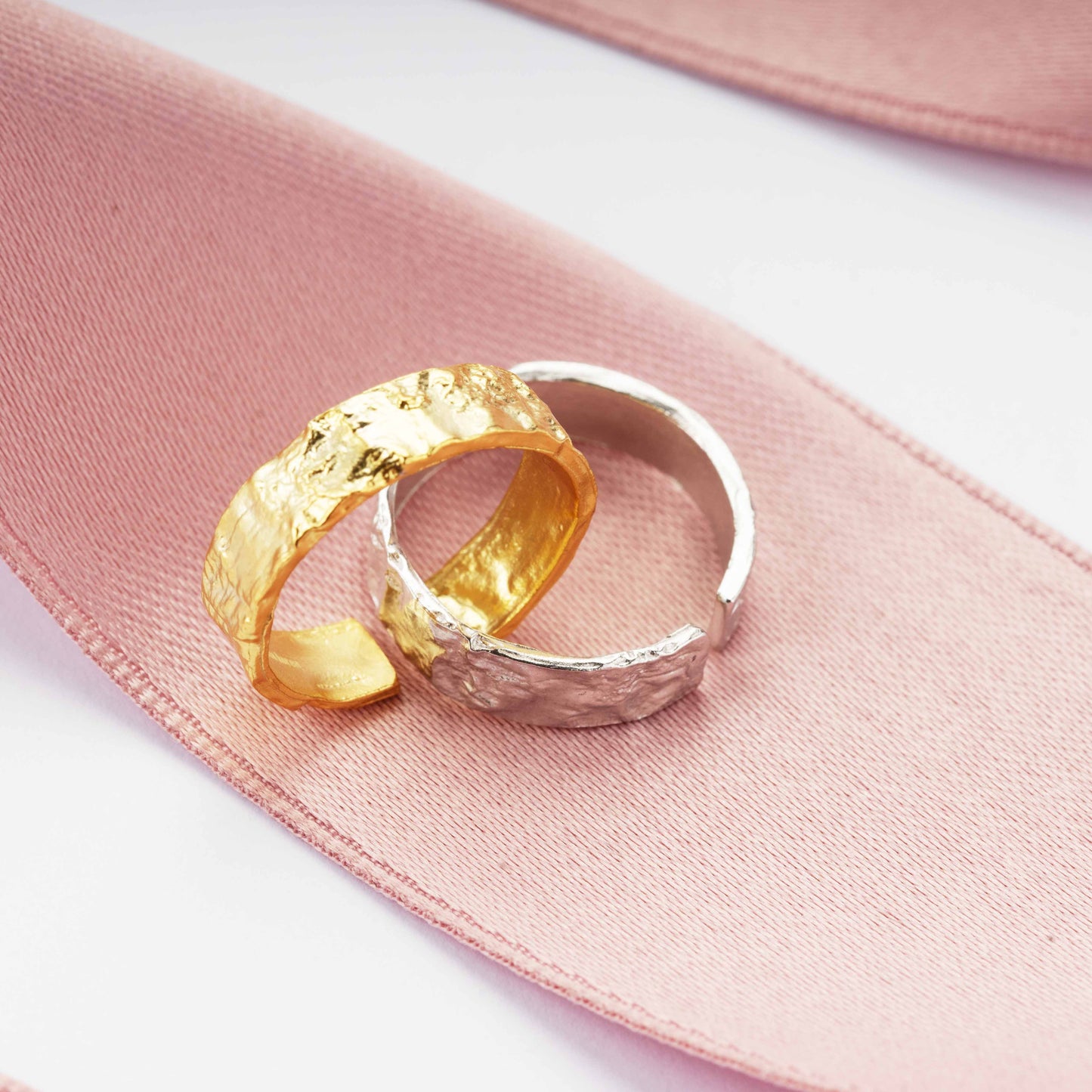 Asymmetrischer Konkav Konvex Ring 925 Sterling Silber verstellbar