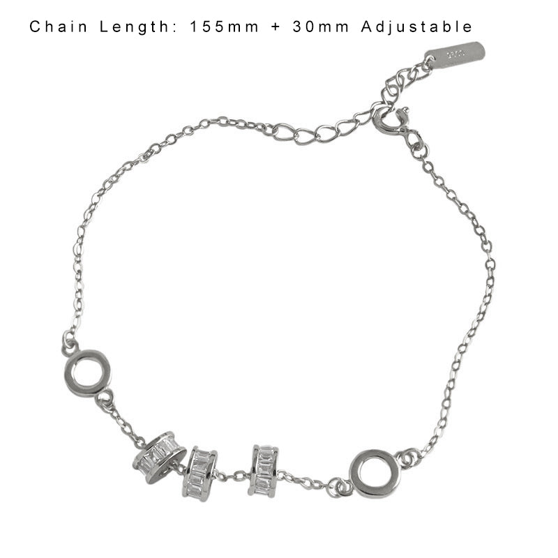 Lucky Transfer Beads Armband - 925 Silber Glücksbringer mit CZ