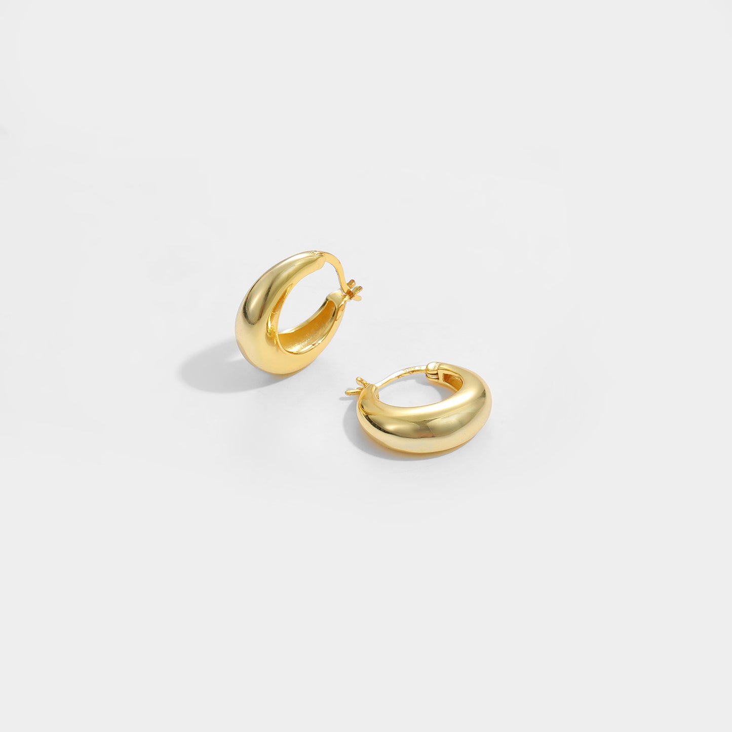 Geometry Round Circle 925 Sterling Silver Hoop Earrings - SterlingSilberSchmuck
