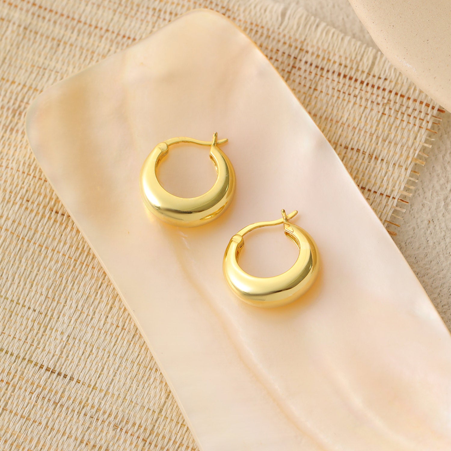 Geometry Round Circle 925 Sterling Silver Hoop Earrings - SterlingSilberSchmuck