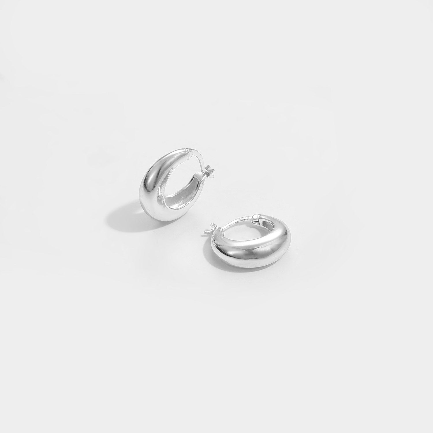 Geometry Round Circle 925 Sterling Silver Hoop Earrings - SterlingSilberSchmuck