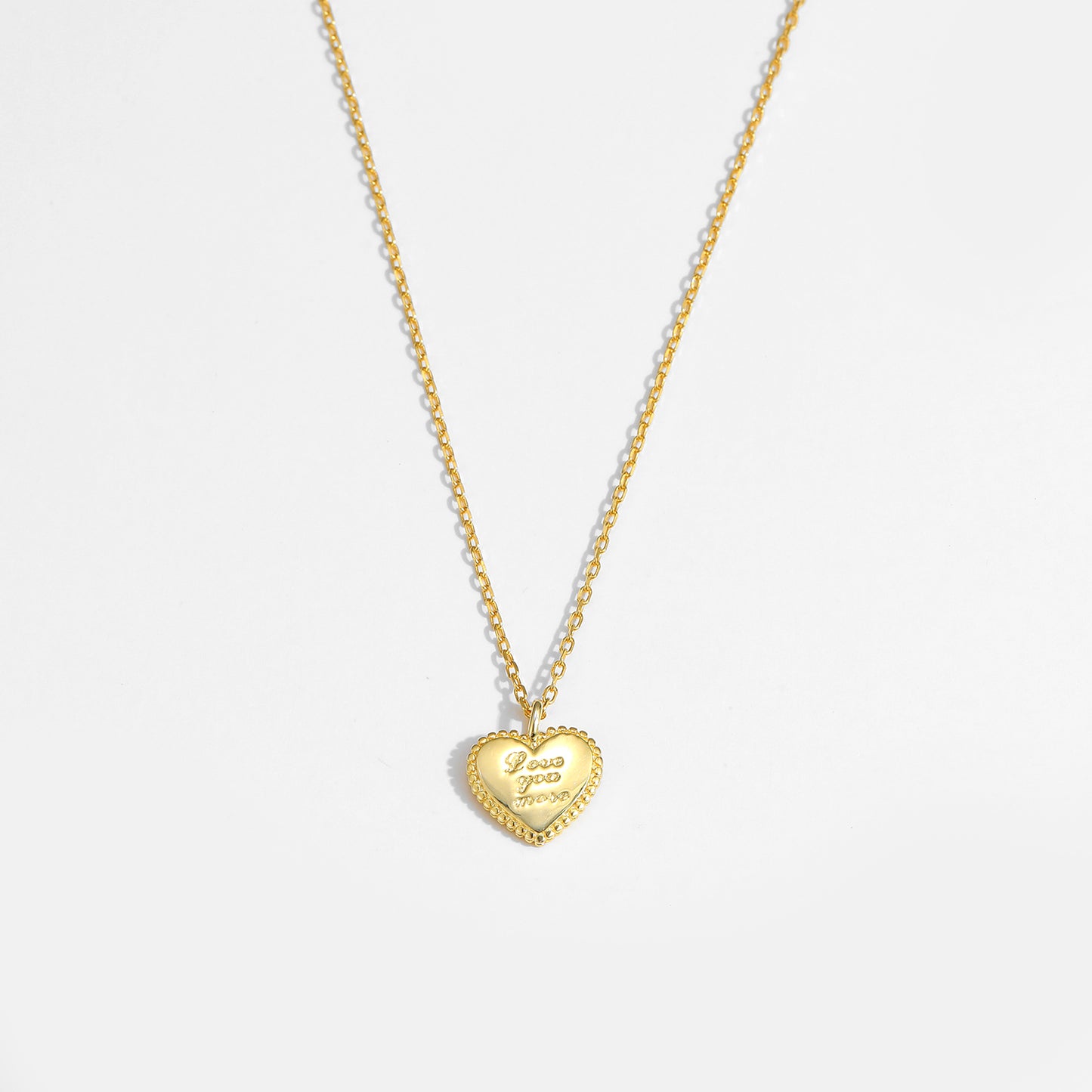 Love Your More Letters Heart 925 Sterling Silver Necklace - SterlingSilberSchmuck