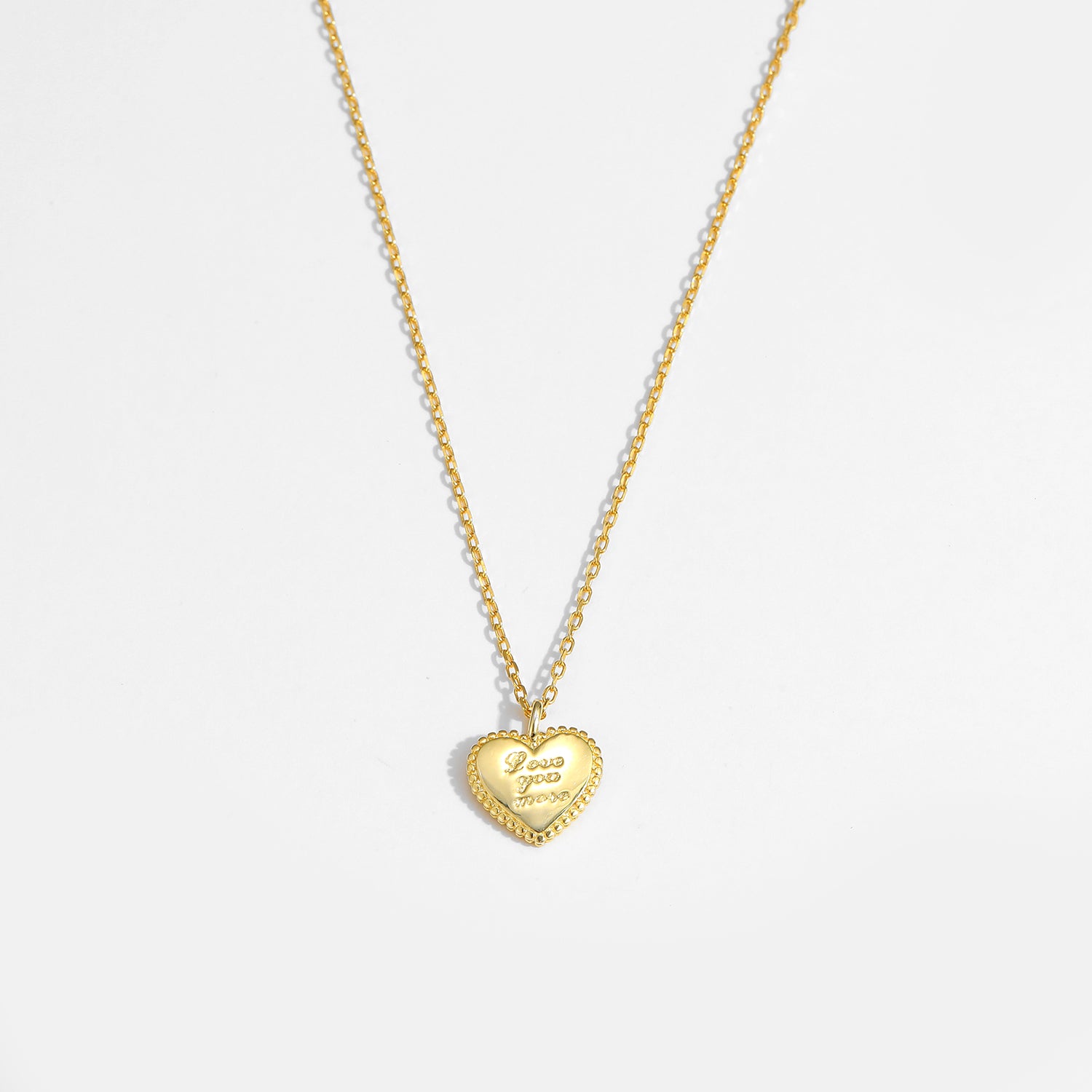 Love Your More Letters Heart 925 Sterling Silver Necklace - SterlingSilberSchmuck