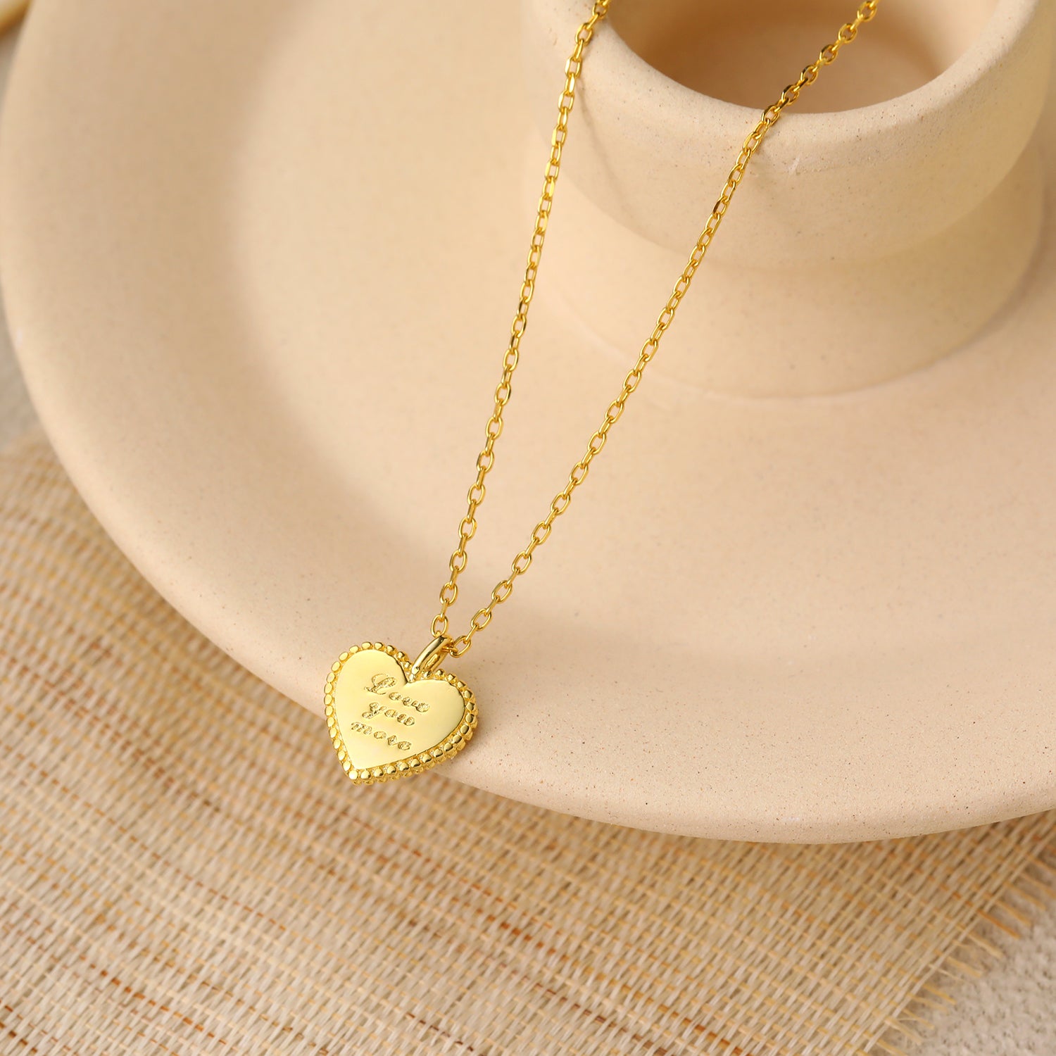 Love Your More Letters Heart 925 Sterling Silver Necklace - SterlingSilberSchmuck