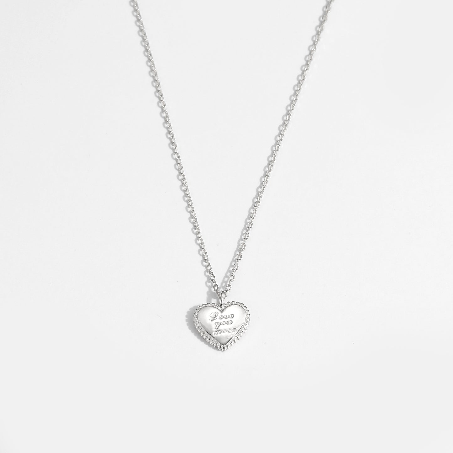 Love Your More Letters Heart 925 Sterling Silver Necklace - SterlingSilberSchmuck