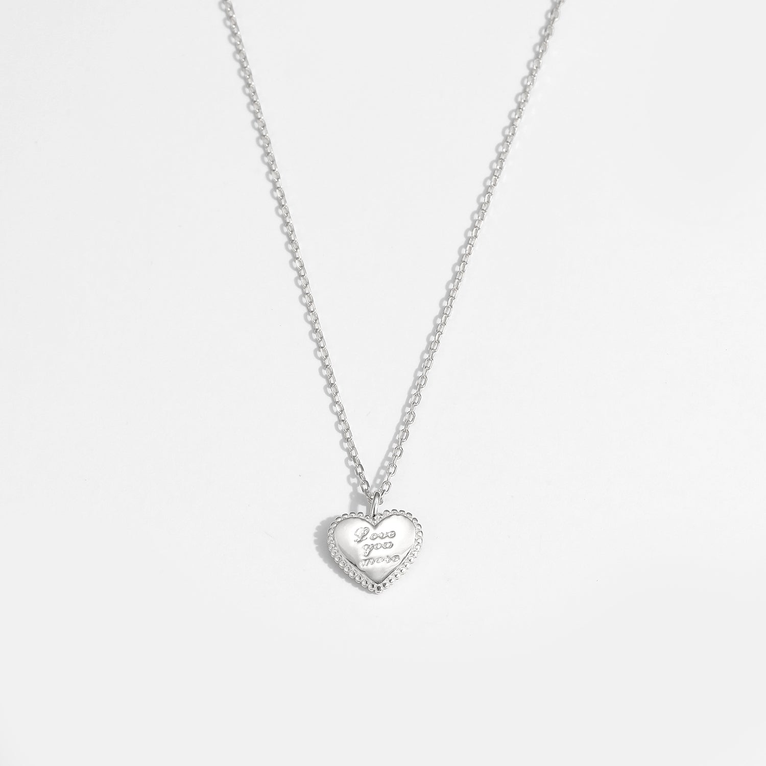 Love Your More Letters Heart 925 Sterling Silver Necklace - SterlingSilberSchmuck