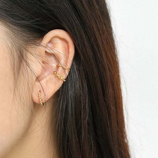 Fashion Beads Circle 925 Sterling Silver Huggie Hoop Earrings - SterlingSilberSchmuck