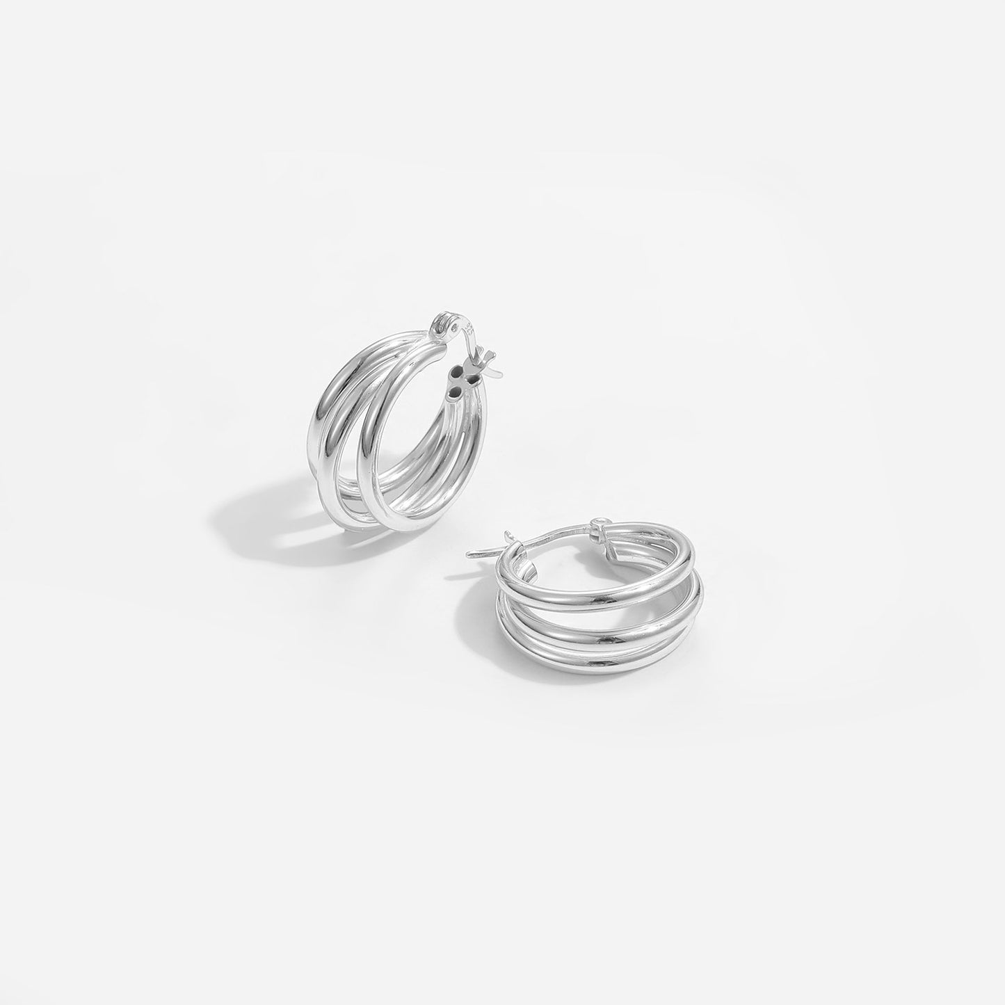 Triple Circle Hoop Ohrringe 925 Sterlingsilber Minimalistisch