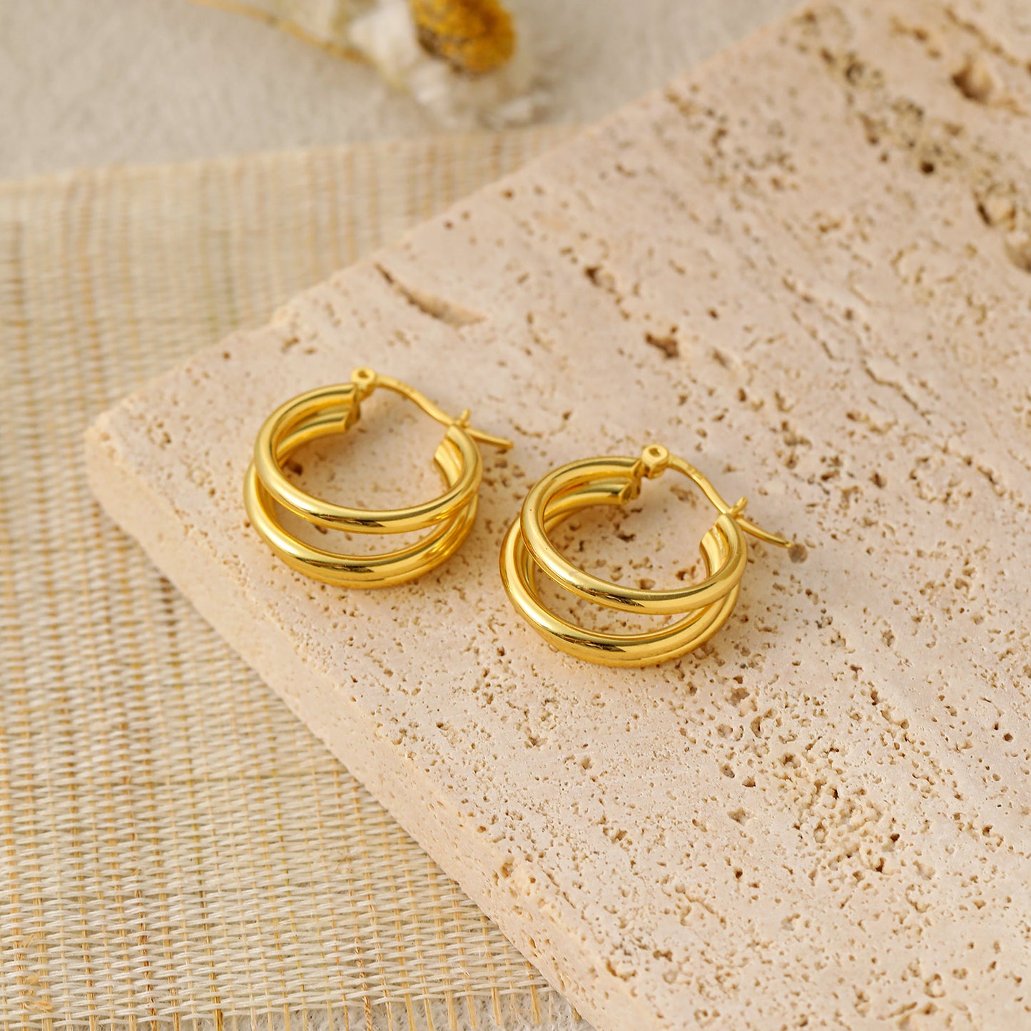 Triple Circle Hoop Ohrringe 925 Sterlingsilber Minimalistisch