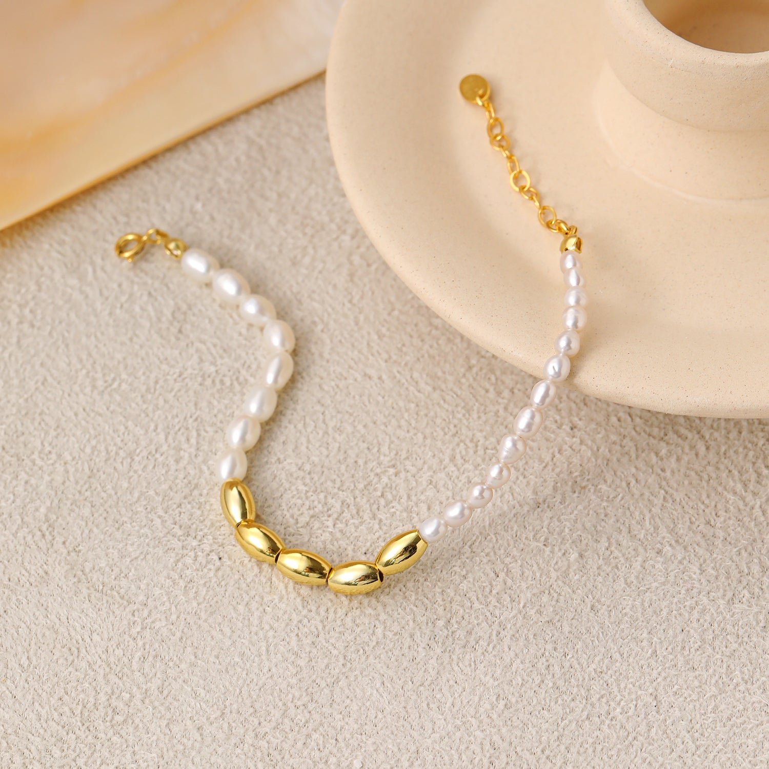 Asymmetry Oval Natural Pearls Beads 925 Sterling Silver Bracelet - SterlingSilberSchmuck