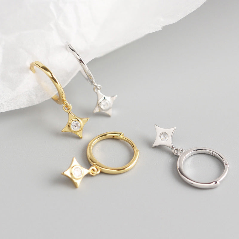 CZ Rhombus Hoop Ohrringe aus 925 Sterlingsilber, geometrisches Design, von silverbene