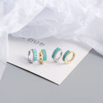 Lade das Bild in den Galerie-Viewer, Geometry Rectangle CZ Circle 925 Sterling Silver Hoop Earrings
