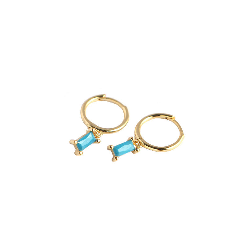 Geometry Rectangle CZ 925 Sterling Silver Hoop Earrings - SterlingSilberSchmuck