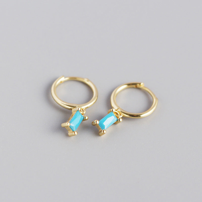 Geometry Rectangle CZ 925 Sterling Silver Hoop Earrings - SterlingSilberSchmuck