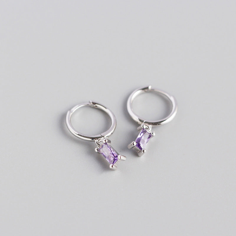 Geometry Rectangle CZ 925 Sterling Silver Hoop Earrings - SterlingSilberSchmuck