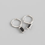 Lade das Bild in den Galerie-Viewer, Geometry Rectangle CZ 925 Sterling Silver Hoop Earrings
