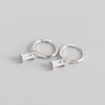 Lade das Bild in den Galerie-Viewer, Geometry Rectangle CZ 925 Sterling Silver Hoop Earrings
