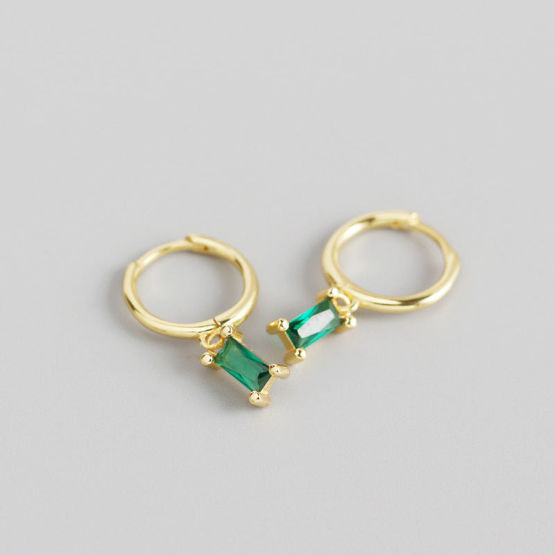 Geometry Rectangle CZ 925 Sterling Silver Hoop Earrings - SterlingSilberSchmuck