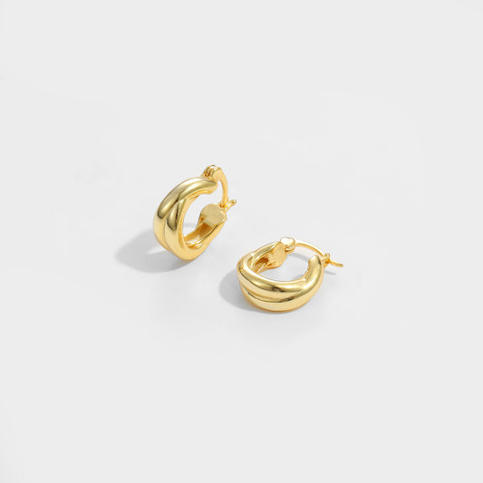 Doppelschicht Hoop Ohrringe aus 925 Sterlingsilber – Überkreuzt - SterlingSilberSchmuck